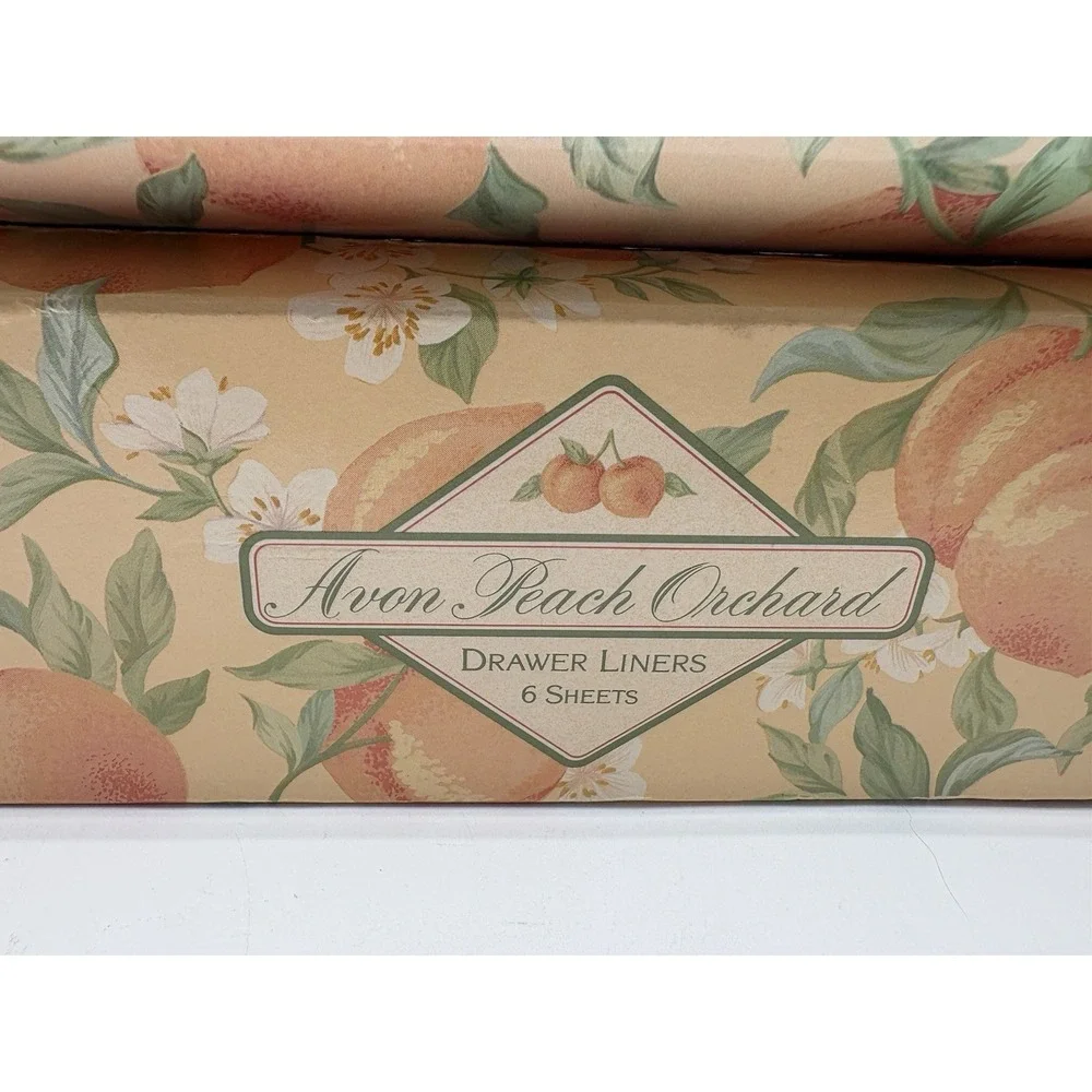 6 Avon Peach Orchard Floral Drawer Liners Paper Sheets NEW Old Stock 1989
